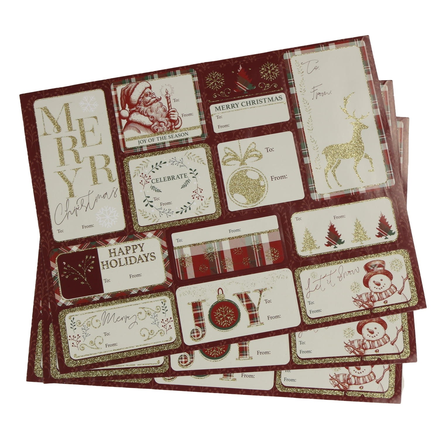 Holiday Time 36 piece Peel and Stick Gift Tags, Red and Green Classic Christmas