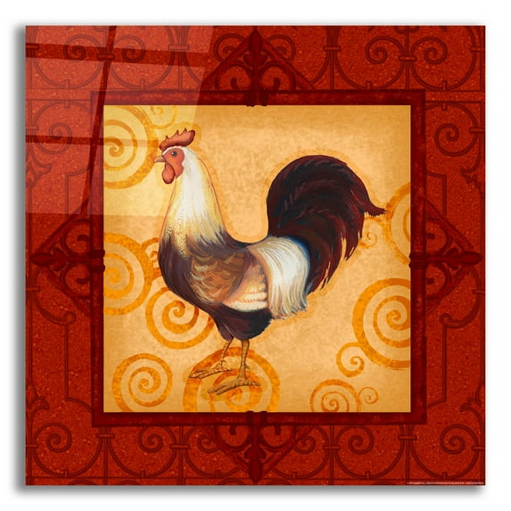 Epic Art 'Rooster 2' by Viv Eisner, Acrylic Glass Wall Art, 12"x12"