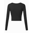 thumbnail image 2 of Doublju Women's V-Neck Long Sleeve Surplice Crop Top, 2 of 2