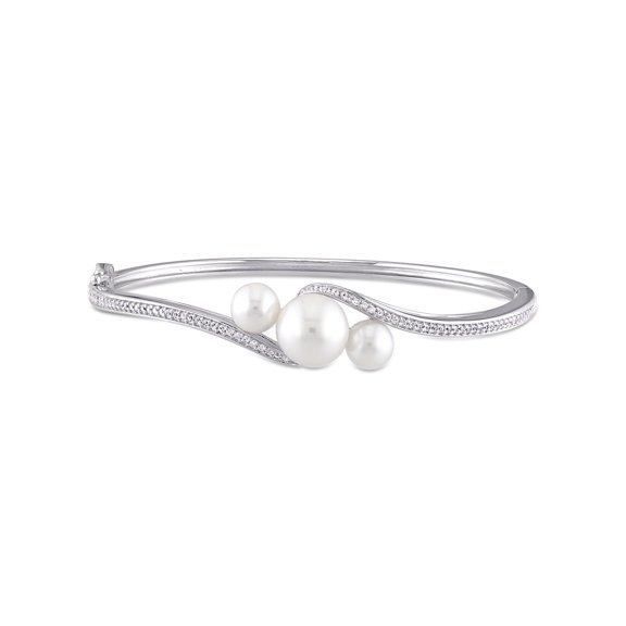 Everly Women's Cultured Pearl Created Sapphire Sterling Silver Bracelet