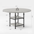 thumbnail image 4 of 47.2 Inch Round Dining Table for 4 People, 1.6 Inch Thick Wooden Top & Metal Roman Column Legs, Round Kitchen Table with 3-Layer Storage Shelves for Dining Room, Kitchen, Grey, 4 of 9