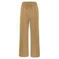 thumbnail image 6 of NOLDARES Womens 2024 Fall Wide Leg Pants High Waist Loose Fit Casual Flowy Long Trousers with Pockets(Gold,XXL), 6 of 8