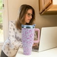 thumbnail image 4 of 40 oz Leopard Tumbler with Handle and Straw Lid Leak Proof, Coffee Travel Mug with Handle Insulated for Hot and Cold Drink Ice, Birthday Gifts for Women, Leopard Stainless Steel Cups, Dishwasher Safe, 4 of 5