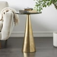 thumbnail image 2 of DecMode 16" x 24" Gold Aluminum Metal Cone Geometric Accent Table with Textured Glass Tabletop, 1-Piece, 2 of 11