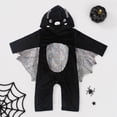 thumbnail image 3 of Dakiuu My First Halloween Baby Boys Girls Velvet Bat Hooded Romper Long Sleeve Jumpsuit Dress Up Outfit 0 24M, 3 of 8