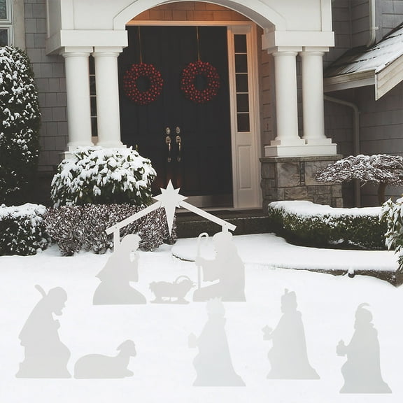 White Silhouette Nativity Yard Set - 7 Pc
