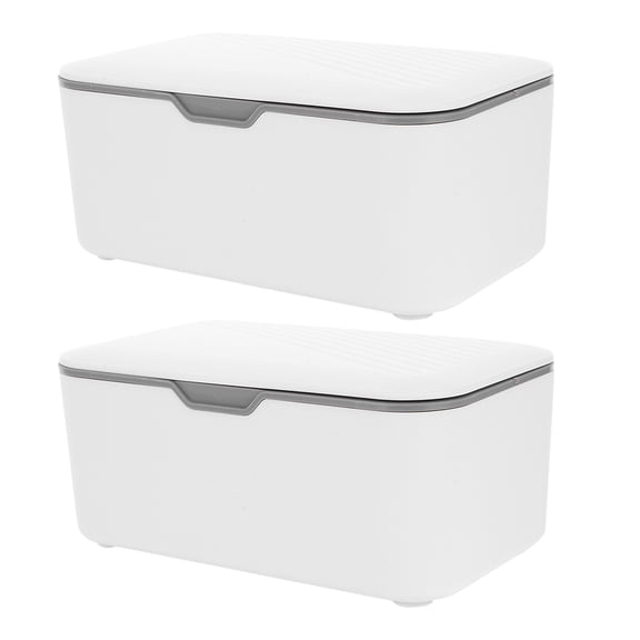 Milisten Refillable Wipes Dispenser Wipes Storage Boxes Grey PP 2Pcs Rectangular for Home