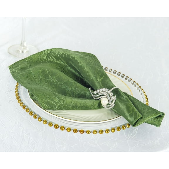 Wedding Linens Inc. (10pcs) 20"x 20" Crushed Crinkle Taffeta Napkins -Clover Green