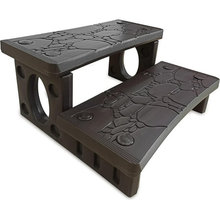 HYDROTOOLS By Swimline 87946 Luxury Universal Spa & Hot Tub Outdoor Steps | 28’’ Wide | Textured Non Slip Grip Support | Compatible With Straight & Curved Spa | Multi Purpose For Pool Garage RV Camper