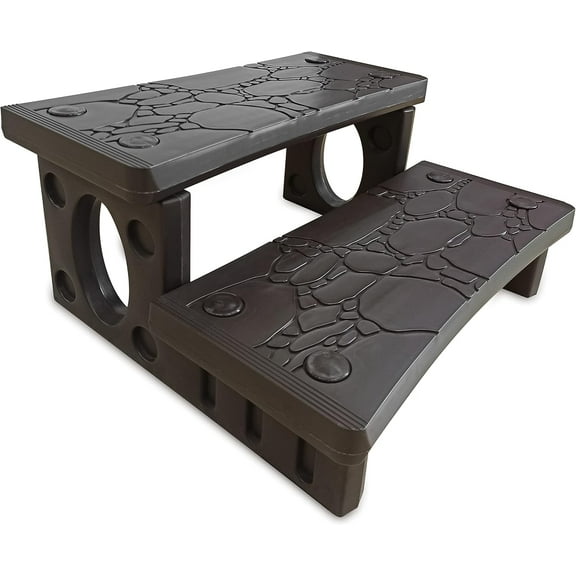 HYDROTOOLS By Swimline 87946 Luxury Universal Spa & Hot Tub Outdoor Steps | 28’’ Wide | Textured Non Slip Grip Support | Compatible With Straight & Curved Spa | Multi Purpose For Pool Garage RV Camper