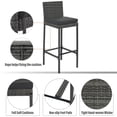 thumbnail image 6 of Segmart 5-pieces Outdoor Patio Wicker Bar Set, Bar Height Chairs With Non-Slip Feet And Fixed Rope, Removable Cushion, Acacia Wood Table Top, Brown Wood And Gray Wicker, 6 of 7
