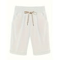 thumbnail image 6 of Tfken Women Shorts For Summer Drawstring Solid Color Knee Length Shorts With Pockets Casual Daily Wear Female Leisure Clothes White, 6 of 8