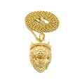 thumbnail image 3 of Stone Stud Crown King Lion Head Pendant w/ 2mm 24" Rope Chain Necklace in Gold-Tone, 3 of 4