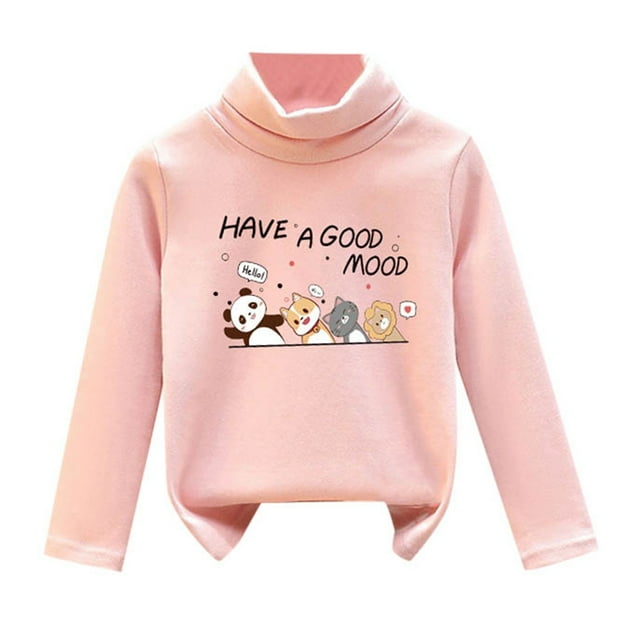 WEAIXIMIUNG Robe Pull Blanche 2024 Enfants Garçons Filles Chemises Col Haut Hauts Doux T-Shirt Unisexe Pull Chandail en Molleton