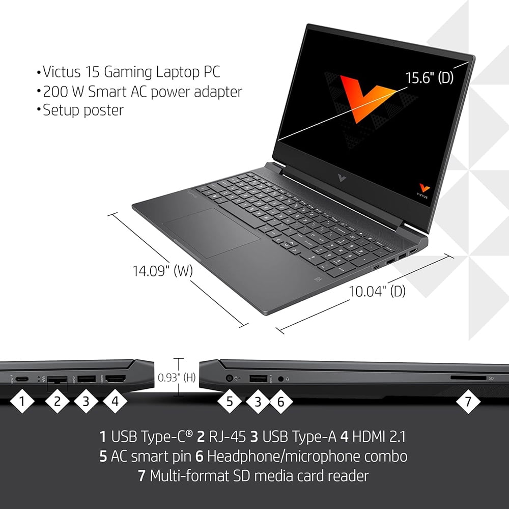 HP 15.6" FHD Gaming Laptop, Intel Core i5-13500H, 16 GB DDR4, NVIDIA GeForce RTX 4050, 512 GB SSD, Windows 11 Home, Mica silver. 15-FA1010NR
