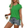 thumbnail image 5 of Tawop T Shirts for Women Womens Tee Shirts Round Neck Short Sleeve Solid Hem Split Green Xxl, 5 of 8