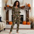 thumbnail image 3 of Yuyamidu Camo Pink Bow Button Pajama Women Sleepwear for Fall Winter Long Sweatpants Sweatshirt Set of 2 Breathable V Neck Loungewear Pjs Size S, 3 of 9