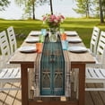 thumbnail image 4 of Table Runners 72 Inches Long Dress Scarves, Turquoise Vintage Door Farmhouse Kitchen/Dining Table Runner, Coffee Tablerunners, Countryside Barn Abstract Art 14x72 Inch, 4 of 9