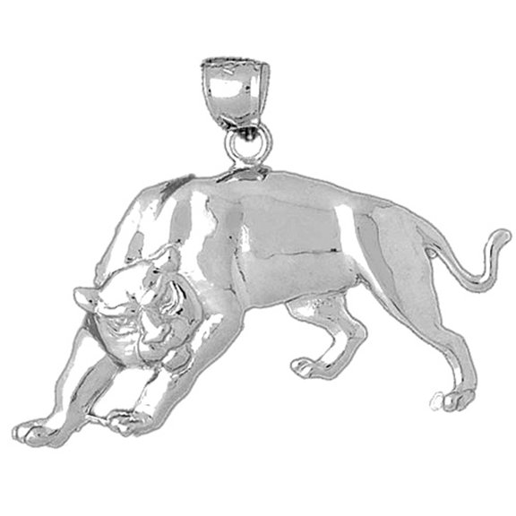 18K White Gold Panther Pendant - 35 mm