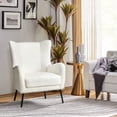 thumbnail image 5 of Faux Leather Armchair with Removable Cushion Contemporary Wingback Accent Chair for Living Room Bedroom White, 5 of 10