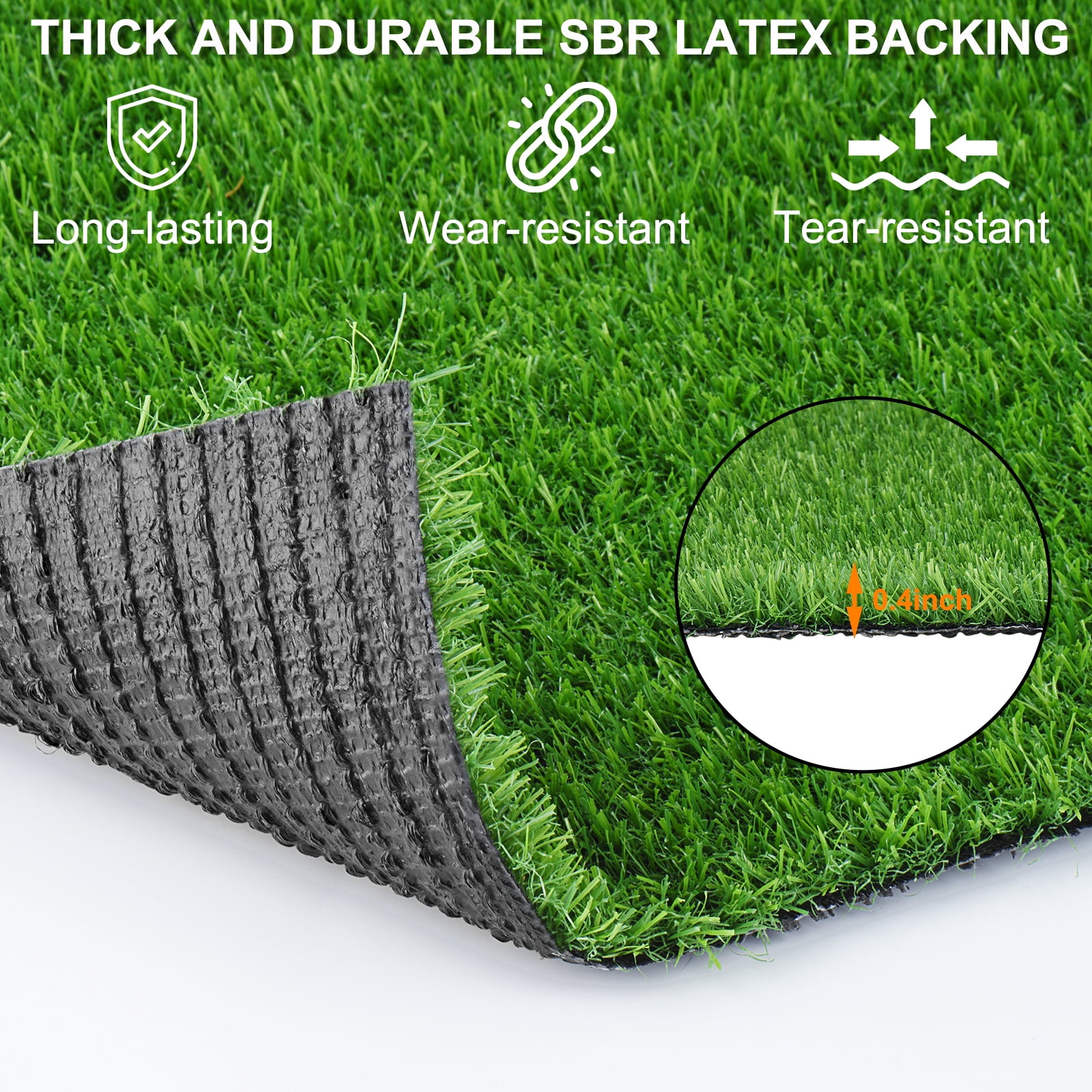 Outdoor Artificial Grass Runner Rug 6FT x 10FT, Thick Realistic Fake Grass Roll for Patio Balcony, Green