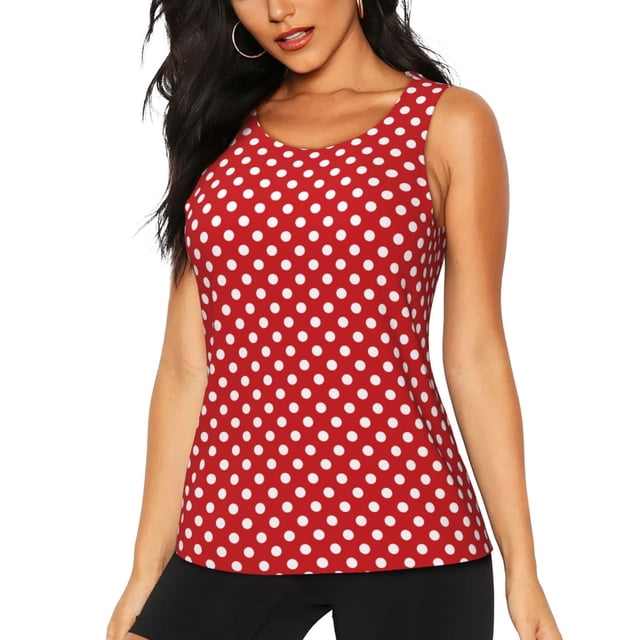 Vsdgher Débardeur de Sport à Pois Rouges, Soutien-Gorge de Sport pour Femmes, Séchage Rapide, Haut d'Entraînement et de Course, Débardeur - Grand