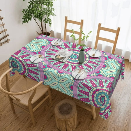 

Tablecloth Classical Ethnic Pattern Background Table Cloth For Rectangle Tables Waterproof Resistant Picnic Table Covers For Kitchen Dining/Party(54x72in)