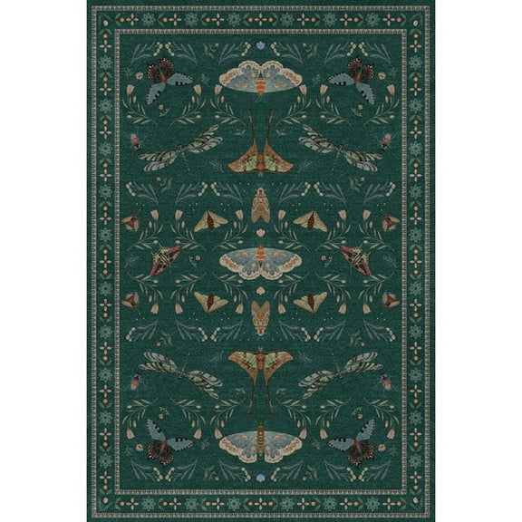 Geetinfly 9*12FT Area Rugs 1150Gsm 100% Polyester Rug 350Gsm Velvet Weight Pearl Velvet Washed Back Folding Simulation Printed Carpet Xm-Modern-Ecological Paradise Green tone