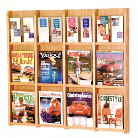 Overlapping Magazine Display - Wooden Mallet 12 Magazine / 24 Brochure Wall Display