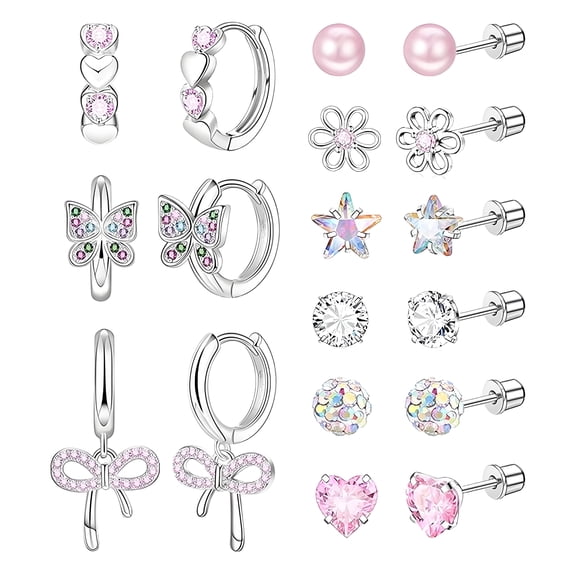 DESIGNICE Earrings Set,Stainless Steel Earring Sets for Women,Puncture Studs Earrings for Women Womens Earrings,9Pairs