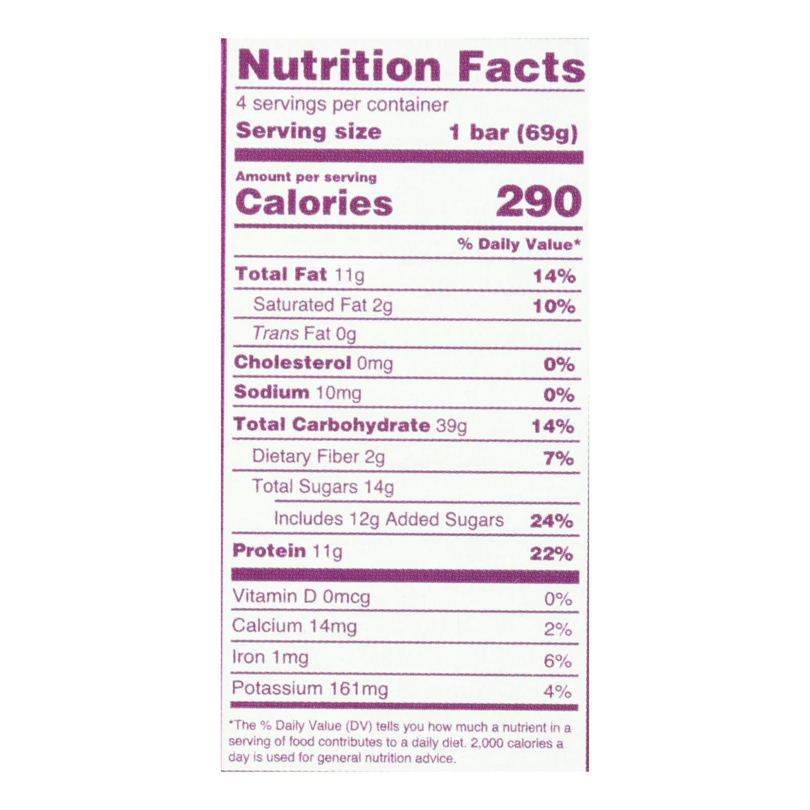Gomacro Peanut Butter Chocolate Chip Bar 4 Pack Organic 9.6 oz Pack Of 7