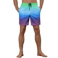 thumbnail image 5 of Unique Bargains Men's Contrast Color Summer Beach Colorful Swimwear Shorts 30 Green Blue, 5 of 6