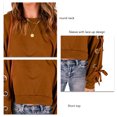thumbnail image 4 of Jersey para mujer, camisa corta con cordones, mangas largas, cuello redondo, hombros caídos, túnica holgada de otoño para otoño, primavera, jengibre XXL, 4 of 5