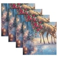 thumbnail image 5 of BZSMCE Satin Native Fab Cotton Dinner Napkin Reindeer Pulling Floral Sleigh Reusable, 5 of 8
