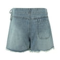 thumbnail image 5 of yueewhu Womens Denim Shorts Skorts Y2k Side Tie-up Bow High Waist Asymmetrical Frayed Hem Denim Shorts Wrap Jean Mini Skirt (Light Blue, S), 5 of 9