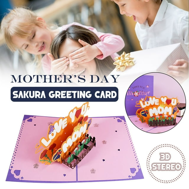 Rewenti Happy Mother'S Day Three-Dimensional Greeting Card Paper Carving Blessing Message Card Mother'S Day Gift