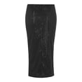 thumbnail image 7 of Women's Sequin Bodycon Pencil Skirt, High Slit with Zipper Detail, Glamorous Midi Skirt for Evening Parties or Night Out, Black - L, 7 of 7