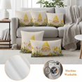 thumbnail image 6 of Gnome Flower Pillow Covers 2 Pack Vintage Yellow Pink Dwarf Floral Green Plant Leaf Linen Texture Pillowcase Waterproof Outdoor Throw Pillow Cover for Patio Garden Square Cushion 18”x18”, 6 of 9