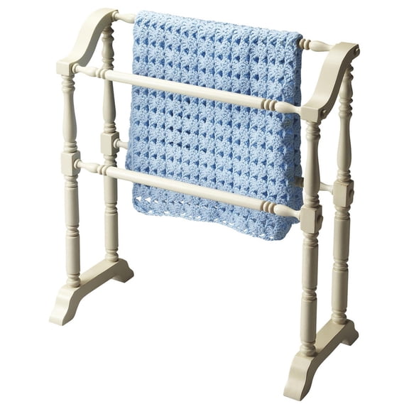 Pemberly Row Contemporary Blanket Rack In Cottage White Finish