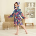 thumbnail image 2 of FORMRS Niños Bathrobe Unisex Hooded Robe Soft Plush Pajamas Sleepwear, Size 10-12T, Colorful Art Leaves Pattern, 2 of 7