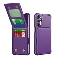 for Samsung Galaxy S25 Case Wallet Credit Card Holder, Back Pocket Slot Flip Kickstand Phone Cover Premium PU Leather TPU Bumper Anti-Scratch Shockproof Protective Rugged Shell, Purple