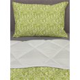 thumbnail image 3 of Bamboo Print Comforter & Sham Bedding Set, Japanese Botany Art Inspired Botanical Fresh Leaves Silhouette, 3 pcs Duvet Set Microfiber Filling Quilt, 5 Sizes, Apple Green Pale Yellow, by Ambesonne, 3 of 4