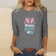 thumbnail image 2 of Mujeres 3/4 Manga Tops Impresión Casual Cuello Redondo Camiseta Top Blusa, Poliéster Toda la Temporada, 2 of 4