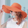 thumbnail image 5 of SikaFu Korea Style Women Summer Hat Solid Plain Big Bow Wide Brim Sun Hat Ladies Floppy Beach Cap Hat Packable Female Straw Hat, 5 of 6