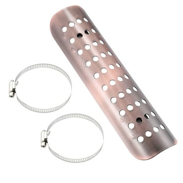 1 Set Universal Motorcycle Exhaust Heat Shield Muffler Cover with 20-70mm Clamps Copper Tone