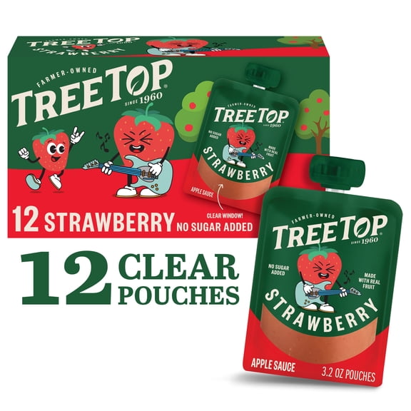 Tree Top Strawberry Apple Sauce Pouches, 3.2 oz, 12 Count