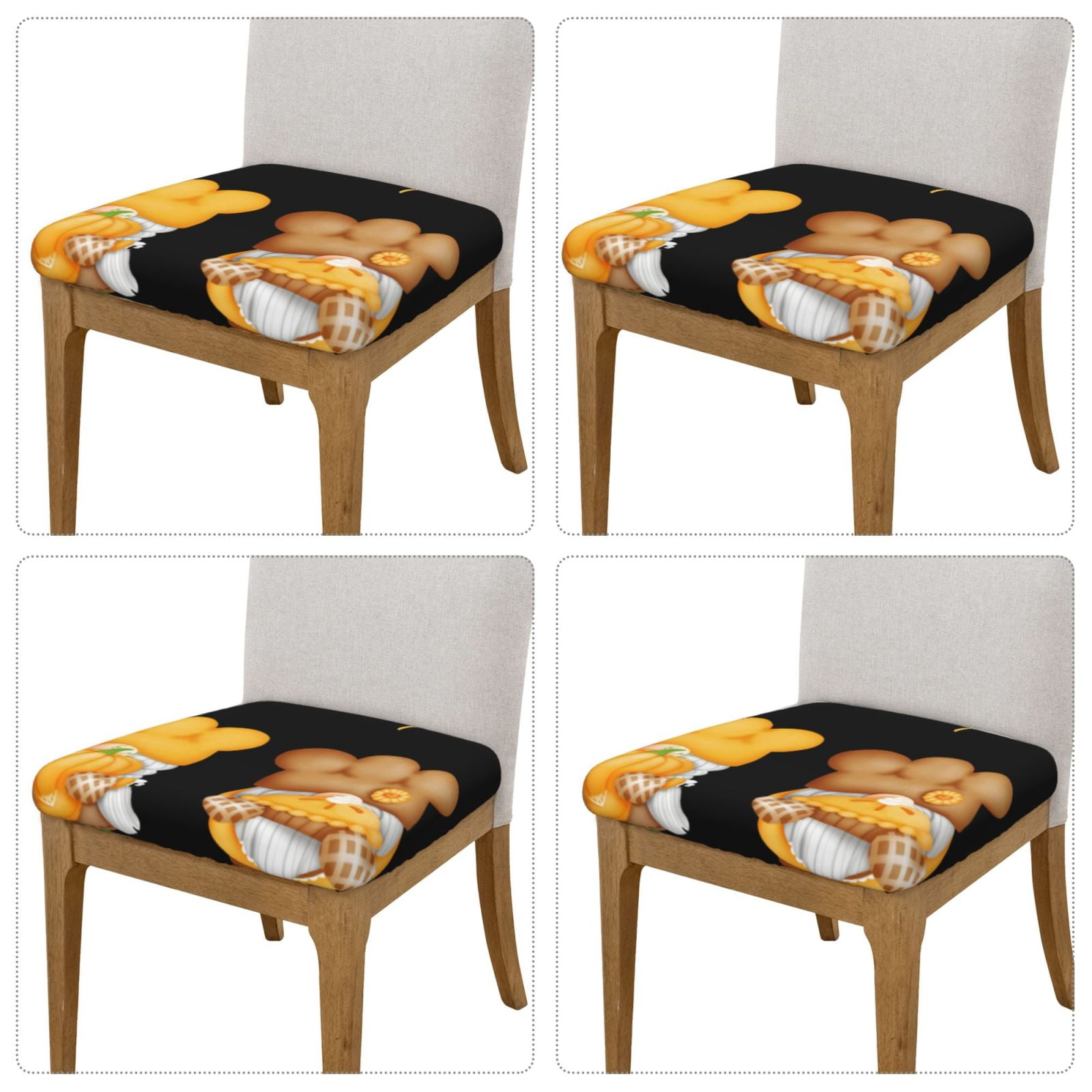Vsdgher Pumpkin Pie Gnome Couch Cushion Covers, Non-Slip Sofa Seat Cushion Slipcovers, Soft Couch Covers（Don't include seat cushion）Four Pieces