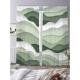 thumbnail image 4 of Sage Green Sheer Curtains 84 Inch Long 2 Panels, and White Ombre Striped Wave Gradient Light Filtering Rod Pocket Curtains, Sheer Voile Drapes for Living Room Bedroom, 52"x84", 4 of 8