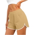 thumbnail image 5 of Women Athletic Shorts with Pockets Elastic Waisted Quick Dry Running Workout Gym Track Dolphin Shorts (M, Khaki), 5 of 7