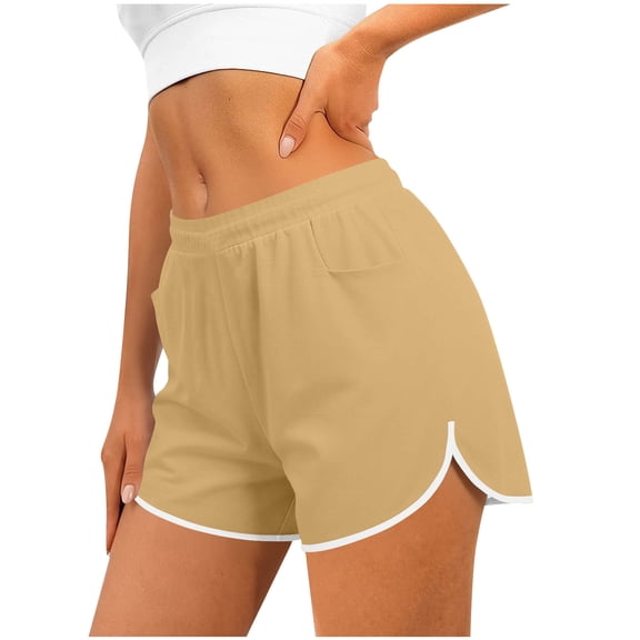 RKSTN Women's Shorts Dolphin Gym Shorts Trendy Solid Color Split Hem Elastic Waist Relaxed Fit Summer Shorts with Pockets